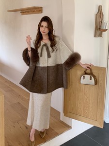 <span class=keywords><strong>Manteau</strong></span> en fourrure de renard mi-longue, couleur assortie, double face, en <span class=keywords><strong>laine</strong></span>, pour femmes - Product Image 4