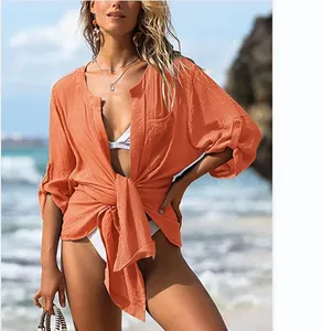 Yaz yeni hırka gömlek elbise avrupa ve amerika birleşik devletleri mini güneş koruyucu plaj gömlek