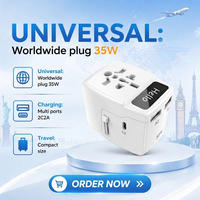 Adaptateur de voyage universel Foxcan OEM/ODM 35W PD QC3.0 Type-C avec 2 ports USB-C + 2 ports USB-A pour téléphones mobiles, écouteurs, prise UK