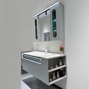 Miroir de salle de bain moderne 2026 avec armoire en marbre, éclairage LED à induction intelligent, lavabo en pierre, rangement, largeur durable, résistant à l'eau - Product Image 4