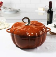 Panci Stew Besar 20cm 24cm Warna Oranye dari Besi Cor Berlapis Enamel dengan Lapisan Anti Lengket, Panci Belanda, Panci Saus, Panci Kaserol