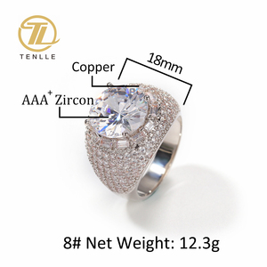 ファッションステンレススチールサウジドバイピュアダイヤモンド24Kゴールドジュエリーリングメンズ - Product Image 4