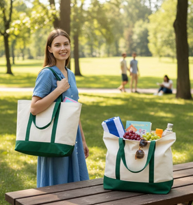 <span class=keywords><strong>Bolsa</strong></span> <span class=keywords><strong>de</strong></span> Mano <span class=keywords><strong>de</strong></span> Lona Verde Bosque con Contraste, Personalizada Royal Fair, con Bolsillo Frontal, Reutilizable, Ecológica, para Compras, <span class=keywords><strong>Trabajo</strong></span> - Product Image 2