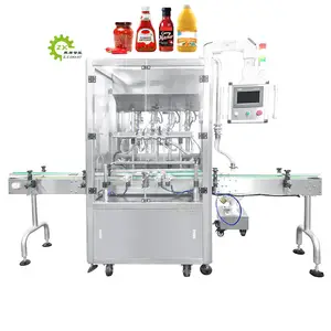 ZXSMART Automatique Verre Pot En Plastique Pâte Confiture Ketchup BBQ Tomate Spaghetti Chili Sauce Chaude Bouteille Liquide Machine De Remplissage Ligne