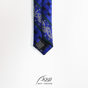<span class=keywords><strong>Cravate</strong></span> bleue imprimée numérique pour hommes avec <span class=keywords><strong>maille</strong></span> tissée à rayures polyester séchage rapide pour mariage et diverses occasions - Product Image 3