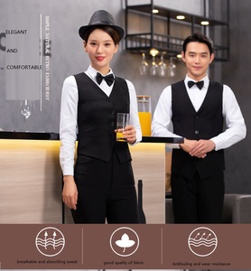 Uniformes de Personal de Hotel Unisex de Algodón/Poliéster Tejido Personalizados al por Mayor, Diseño de Chaleco para Camareros de <span class=keywords><strong>Bar</strong></span> para Uso en Restaurantes y Bares - Product Image 6