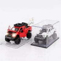 Voiture jouet à inertie 1:24 avec boîte de présentation en acrylique, lumière, musique, portes ouvrantes, camion tout-terrain, véhicule de police pour enfants, cadeaux