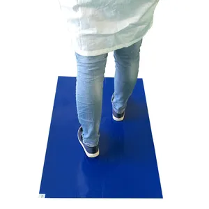 Esterilla adhesiva desechable de 30 capas para el suelo de entrada, esterilla electrónica de PE azul, limpiador de zapatos, recolector de polvo
