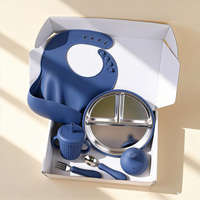 Ensemble de vaisselle pour bébé en acier inoxydable 304 sans BPA, compatible lave-vaisselle, avec ventouse, assiette divisée, ustensiles de table pour enfants