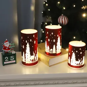 Merry Christmas Gift Sublimation Christmas Ornaments Led Candle Lights Crystal Candelabra