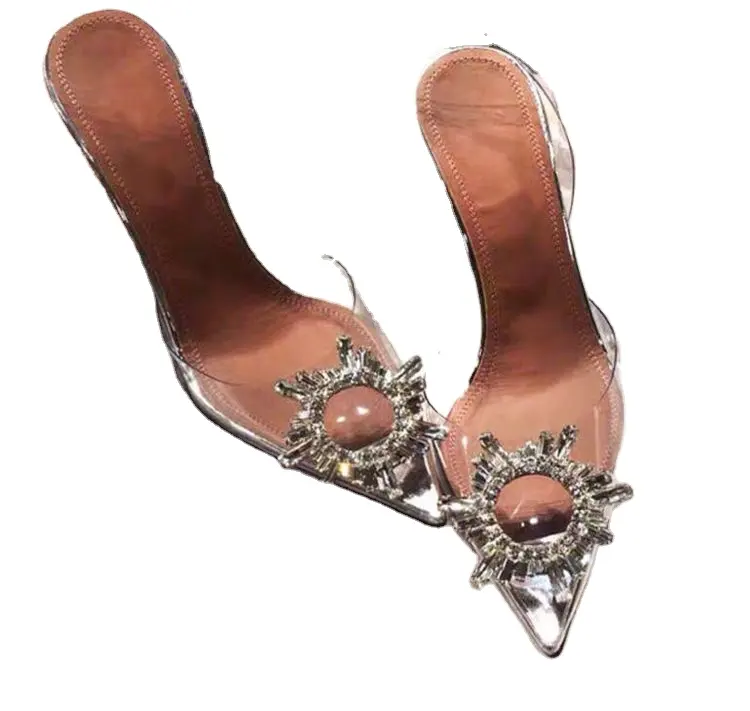 Chaussures habillées de créateur personnalisées à bout pointu Sandales à talons d'été transparentes pour femmes Sandales de luxe tendance