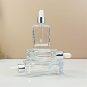 Stock clear 15ml 30ml 50ml 100ml Transparent Flat Shoulder Cylinder Square Glass <b>Dropper</b> <b>Bottle</b> With Silver <b>Dropper</b> Cap - Product Image 3