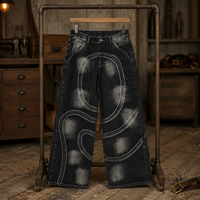 Ensemble de vêtements en jean surdimensionné pour homme, avec veste en jean à rivets lavés et pantalon en jean de haute qualité, style streetwear, fabrication sur mesure