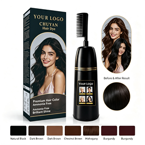 Crème colorante permanente pour cheveux à l'extrait d'herbes naturelles avec pinceau intégré, prix d'usine, qualité professionnelle - Product Image 1