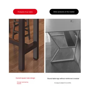 Conjunto de <span class=keywords><strong>Mesa</strong></span> y Sillas de <span class=keywords><strong>Bar</strong></span> de Madera Maciza Moderna Personalizable, Barra <span class=keywords><strong>Alta</strong></span> Larga y Estrecha Simple para Hogar, Hotel, Sala de Estar, Comedor, Montada en la Pared - Product Image 4