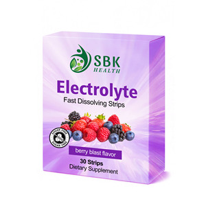 Bandes orales électrolytiques à dissolution rapide, marque privée, saveur fruits rouges, soutien de la fonction musculaire, sans sucre, supplément nutritionnel sportif - Product Image 1