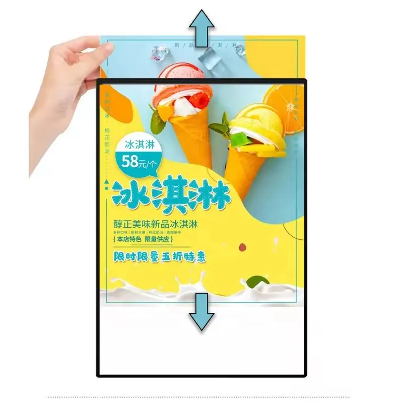 फैक्टरी लोकप्रिय एलईडी पोस्टर लाइट बॉक्स स्लिम फ्रेम प्लग इन पिक्चर फ्रेम विज्ञापन बोर्ड मेनू लाइट बॉक्स