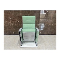 Chaise pliante ergonomique et durable en bois massif traditionnel et en alliage d'aluminium pour théâtre, auditorium, stade, école, hôpital