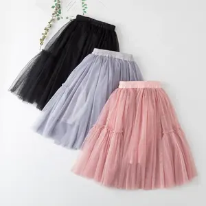 Saia de tule em camadas para meninas, de alta qualidade, princesa, vestido curto, para dança, festa, verão