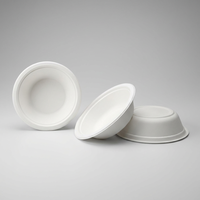 Bols de service jetables en bagasse de canne à sucre non blanchie de 180 ml, biodégradables et compostables, ronds, pour restaurants de restauration rapide