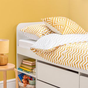 Cama individual <span class=keywords><strong>de</strong></span> <span class=keywords><strong>madera</strong></span> con 4 cajones <span class=keywords><strong>de</strong></span> almacenamiento, 2 estantes, cama elevada para niños - Product Image 6
