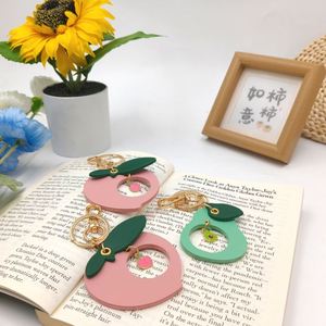 <b>Cute</b> Fruit Keychains PU Leather Peach Avocado Bag Charms Ornament Elegant Key Holder <b>Keyring</b> for Women - Product Image 6