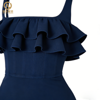 Robe Mini Élégante de Soirée pour Femme, Modèle Sexy à Épaules Dénudées, Volants Superposés, Sans Manches, Coupe Trapèze – Qualité Supérieure, Fabrication Personnalisée en Usine