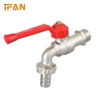 IFAN Robinet Pleine Taille Couleur Laiton, Robinet de Machine à Laver en Laiton pour Jardin, Robinet d'Arrosage en Laiton, Robinet Bibcock