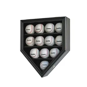 Rak pajangan topi bisbol desain kustom 12 wadah pajangan baseball kabinet dinding kotak bayangan