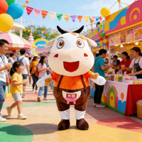 Disfraz de Mascota de Vaca Adorable, Talla Universal para Adultos, Promociones/Eventos de Marca, Personalización, Disfraz de Mascota Animal con Certificación CE