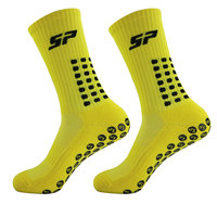 Chaussettes de football professionnelles antidérapantes en polyester/nylon à pois pour hommes, chaussettes de sport rembourrées respirantes personnalisées pour adultes, printemps
