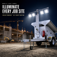 SORNNE Remorque d'éclairage solaire mobile à LED 4*100W, Tour d'éclairage solaire avec mât de 6m pour jardin et usage routier