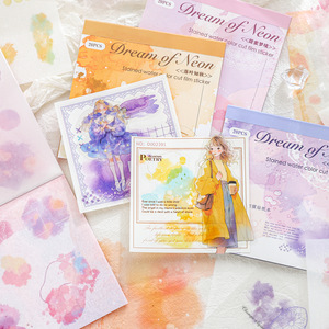สติกเกอร์20ชิ้นต่อแพ็กภาพวาดนีออนแสงฝันชุดสมุดคู่มือสีน้ำรัศมีแบบ DIY วัสดุตกแต่งสติกเกอร์6รุ่น - Product Image 1