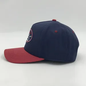 Custom Cotton Baseball Hats With Leather Brim Custom Embroidery Logo Hats