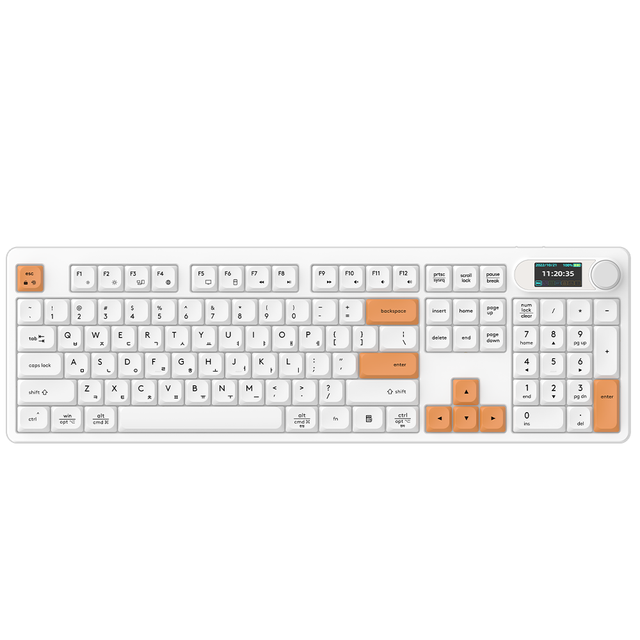 Full Size 104 Key Office Keyboard 2.4G BT Wireless Wired 3-Mode Scissor Switch Super Slim Computer Keyboard With LED Screen
