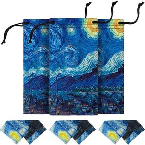 Pg6 Estuche clásico de microfibra para gafas, paño de limpieza con estampado de noche estrellada, suave, rectangular, de 3-5,9 pulgadas, accesorio para gafas unisex para adultos - Product Image 1