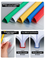 Protège-documents transparents en PP format A4 avec barre de reliure coulissante colorée et couverture de rapport avec barre dorsale