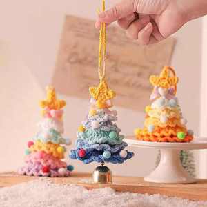 Handmade Crochet Christmas Tree Bells Hanging Car Rear View Mirror Decor Unique <b>Anime</b> <b>Keychain</b> Toy - Product Image 3