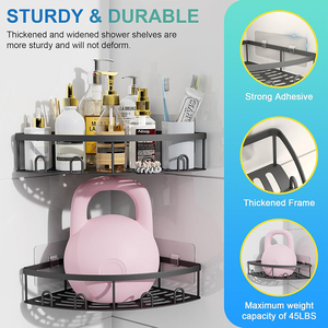 Organizador de Baño de Acero Inoxidable Premium, Estante Adhesivo para Pared sin Perforaciones, Negro, Multiusos - Product Image 5