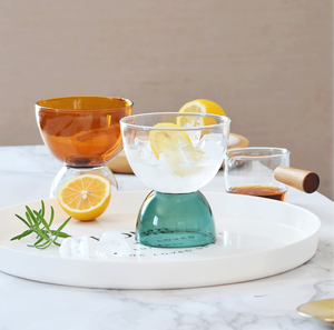 Kleurrijke glazen dessertkom met creatieve omgekeerde basis, glazen beker voor ijs, yoghurt, fruitsalade, thuis, keuken, groothandel - Product Image 3