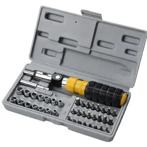 工业质量41pcs棘轮螺丝刀套装，带钻头和插座，用于DIY/电子维修/手动工具