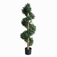 Arbres artificiels en buis en spirale, plantes artificielles résistantes aux UV pour l'extérieur, dans un pot en plastique, décoration pour porche avant