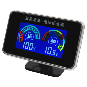 سيارة شاحنة رقمية LCD مقياس مستوى الوقود + مقياس فولت 2 في 1 متر إنذار مع 0-190ohm مستشعر مستوى الوقود السائل عداد السيارة 9-36V - Product Image 3