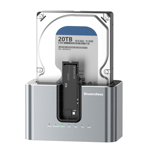 Dual bay bên ngoài nhôm USB-C Adapter NVMe SSD SATA SSD <span class=keywords><strong>HDD</strong></span> cloner bao vây Tương thích với PCIe 2.5 <span class=keywords><strong>3.5</strong></span> đĩa cứng 10gbps - Product Image 1