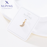 98127 XUPING Jewelry Factory, Fourniture en gros de pendentifs et breloques en forme de croissant de lune en CZ synthétique plaqué or anti-décoloration, Personnalisation et Vente en gros