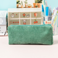 Trousse à crayons personnalisée pour écoliers, garçons et filles, série couleur unie, esthétique tendance, en velours côtelé, organiseur de maquillage