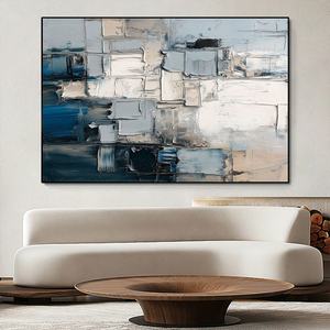 Peinture à l'huile rectangulaire colorée peinte à la main sur toile, art mural pour salle de bain, couloir, entrée, décoration de petit espace - Product Image 2