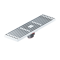 Grille de drain de douche linéaire moderne OEM 30x8 CM en laiton brossé et acier inoxydable, haute capacité de débit, pour salle de bain