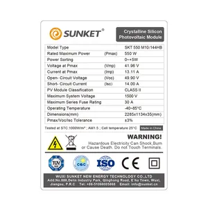 Sunket 182 مللي متر لوحة طاقة شمسية 400W 450W 500W 550W 600W أحادية نصف خلية الألواح الكهروضوئية الكهروضوئية وحدة سعر المصنع