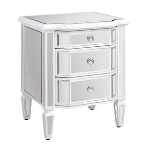 Mesita de Noche con Espejo Leonore, de <span class=keywords><strong>Madera</strong></span> Blanca con Detalles en <span class=keywords><strong>Madera</strong></span>, para Dormitorio - Product Image 1